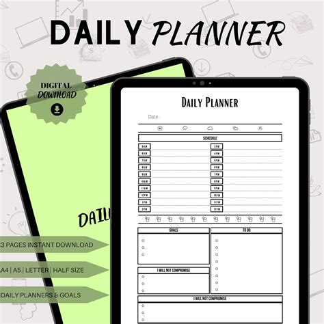 Goals Planner Daily Planner Planner Calendar Productivity Planner