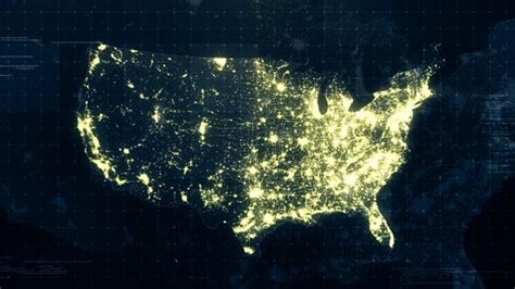 Usa Map Night Lighting Rollback 4k Motion Graphics Videohive