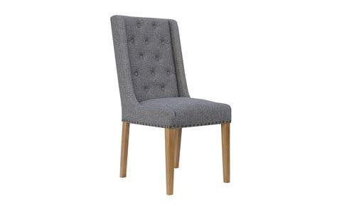 Westcliff Buttoned Dining Chair Light Grey Oak Legs And Fabric