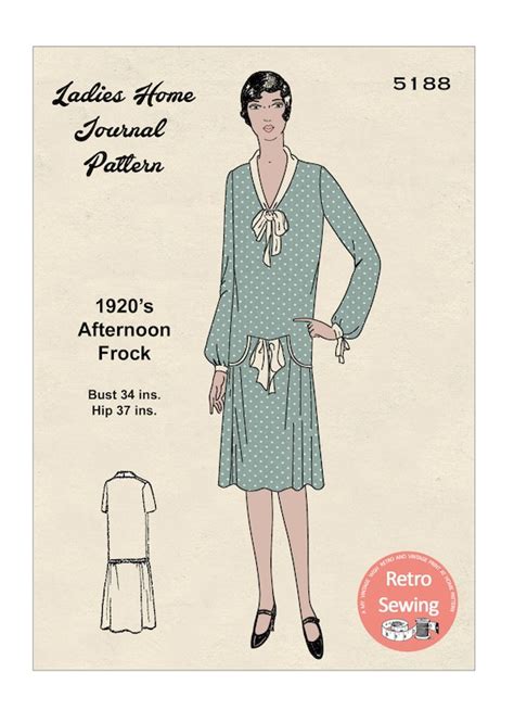 1920s Flapper Drop Waist Pussy Bow Dress Pdf Sewing Pattern Etsy