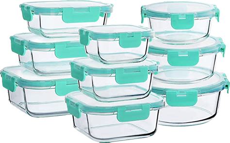Bayco Glass Food Storage Containers With Lids [18 Piece] Glass Meal Prep Containers Airtight