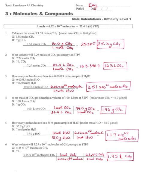 The Best Moles Molecules And Grams Worksheet Answers Ideas Alec Worksheet