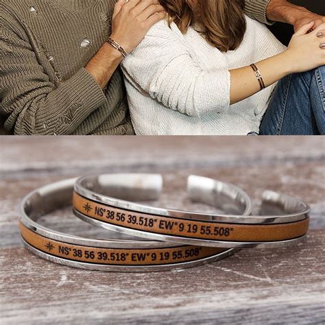 Maybe you would like to learn more about one of these? Long distance gift for couples, matching coordinates cuff ...