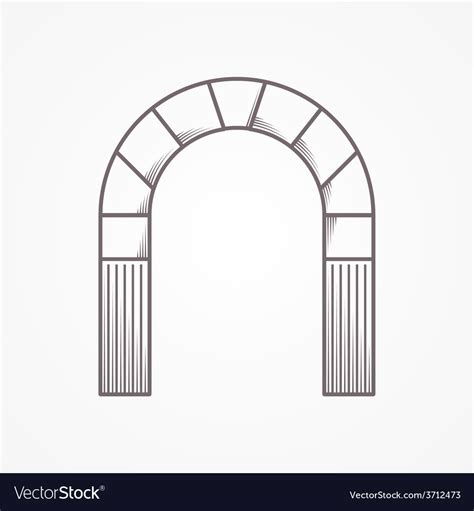 Flat Line Design Round Arch Royalty Free Vector Image