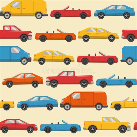 Colorful Cars Seamless Pattern Stock Vector Illustration Of