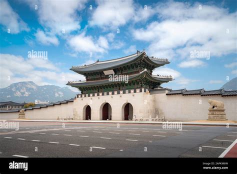 Gyeongbokgung Palace Gate And Wall With Nice Sky In Morning Landmark Of