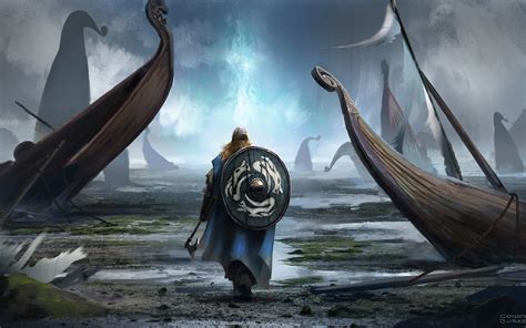 2560x1600 Resolution Shield Warrior Viking Fantasy Art 2560x1600