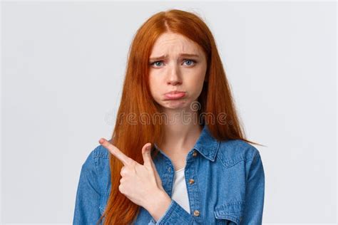 Close Up Portrait Insecure Upset And Gloomy Cute Redhead Girl Sobbing