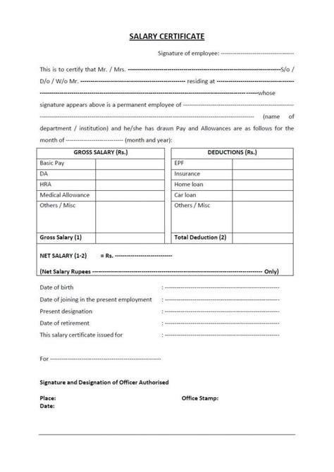 Salary Certificate Format 2024 Word Excel PDF Format