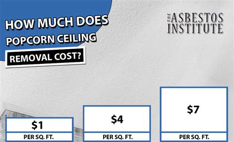 Before you roll up your sleeves and grab the putty knife and protective goggles, you should weigh whether the cost of removal is worth it given the time, cost, and potential health risk. Popcorn Ceiling Removal Cost - The Asbestos Institute