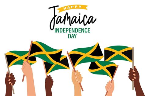 jamaica independence day multiracial hands with jamaica flags jamaica independence day banner