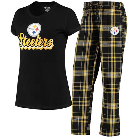 Womens Pittsburgh Steelers Concepts Sport Black Ethos Sleep Set Printed Lounge Pants Sports