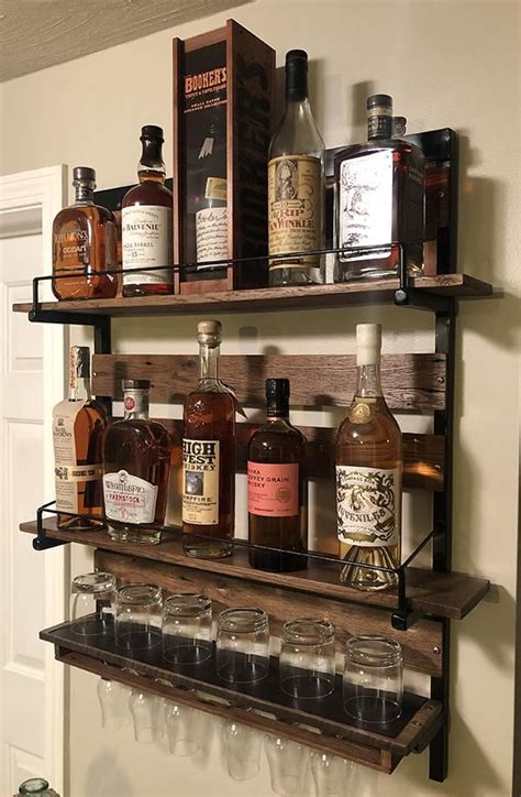 Frontier Double Shelf Whiskey Bottle And Glass Rack Original