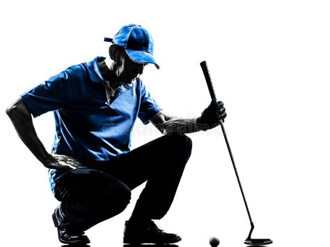 Man Golfer Golfing Crouching Silhouette Stock Photo Image Of Shadows