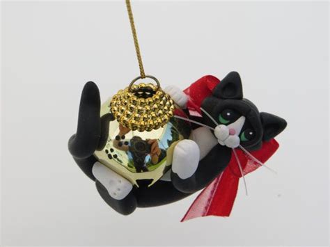 Polymer Clay Black Tuxedo Cat Christmas By Heartofclaygirl On Etsy 16