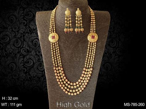 Ruby Green Beads Traditional Gold Moti Mala Designer Jewellery