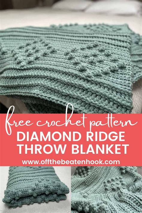 A Knitted Blanket With The Text Free Crochet Pattern Diamond Ridge