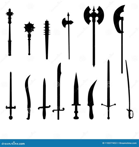 Medieval Weapons Vector Set Ancient Metal Swords For Protection