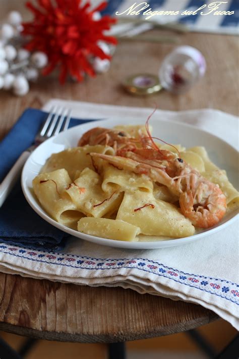 Pasta alla crema di scampi. Paccheri alla crema di scampi e zafferano - primo piatto ...