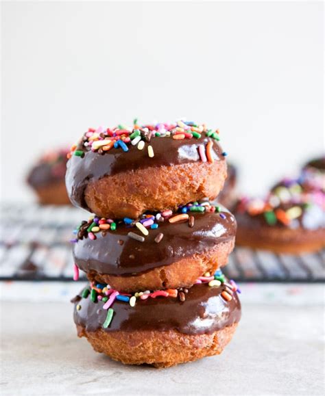 Homemade Chocolate Frosted Cake Donuts
