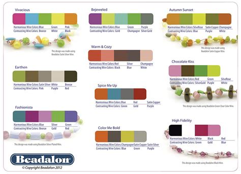 Color Chart From Beadalon Made For Jewelry Works For Many Other