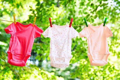 Baby Clothes Hanging On The Clothesline Stock Image Image Of Garden