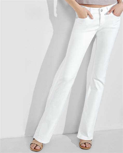 White Low Rise Stretch Barely Boot Jeans Express How To Wear White