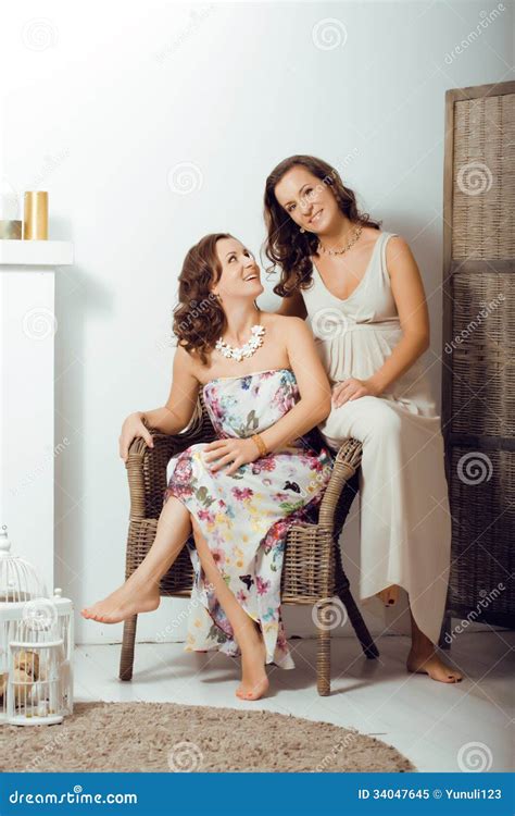 Mature Sisters Twins At Home Stock Image Image Of Friendship Background 34047645