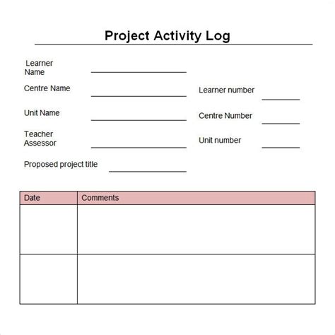 Free 5 Sample Printable Work Log Templates In Pdf Ms Word