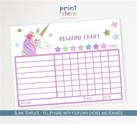 Unicorn Reward Chart Printable Weekly Chore Chart Template