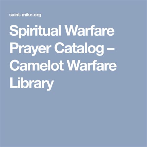 Spiritual Warfare Prayer Catalog Camelot Warfare Library Spiritual