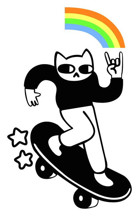 Coolest Cat On Skateboard Skateboard Art Skateboard Stickers Cat