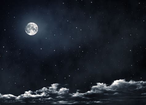 Hd Wallpaper Moon And Starry Sky Clouds Night The Moon Stars