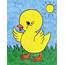 Baby Duck Walking On Grass With Sky And Sun In The Background Cute 