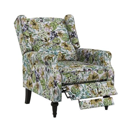 Prolounger Multi Cream Botanical Floral Print Fabric Button Tufted