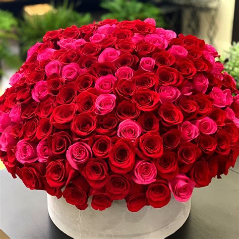 150 Red And Hot Pink Roses In A Box Luxury Flowers Miami