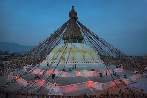 Nepal Kathmandu Boudhanath Stupa At Dusk Dusk At Boudh Flickr