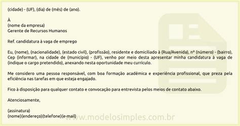 Modelo De Carta De Solicitação De Emprego