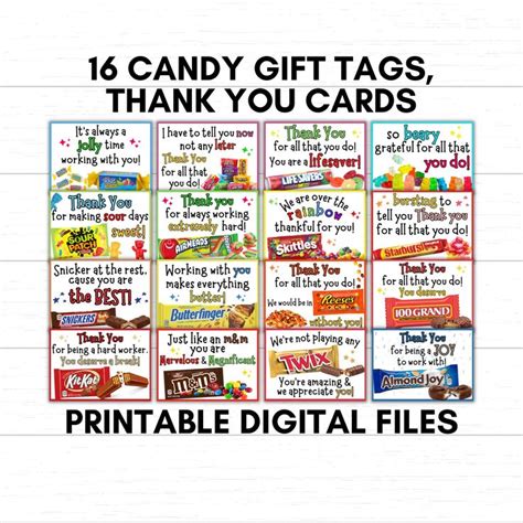 Employee Candy Bar T Tags Thank You Notes For Employee Etsy In