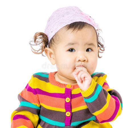 Baby Girl Suck Finger Into Mouth Stock Image Image Of Adorable
