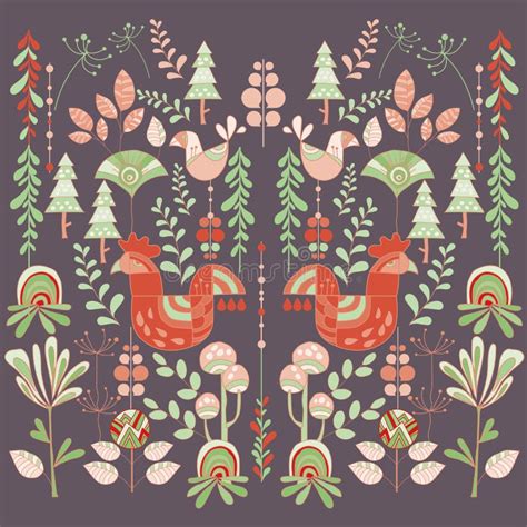 Scandinavian Style Illustration Floral And Animal Stock Vector