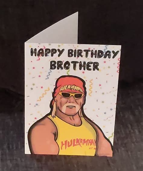 Hulk Hogan Happy Birthday Brother A5 Card Digitally Hand Etsy Uk
