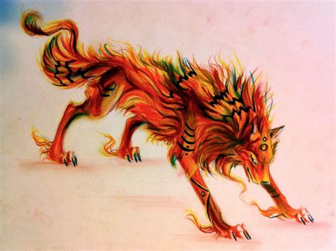 Fire Wolf Fire Wolf Blue Wolf Fantasy Creature Art