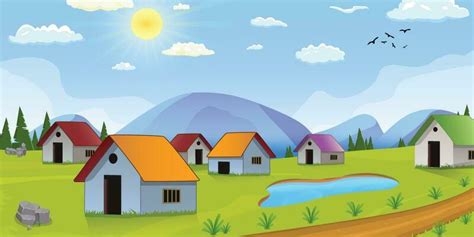 Cartoon Village Home Vector Art Icons And Graphics For Free Download