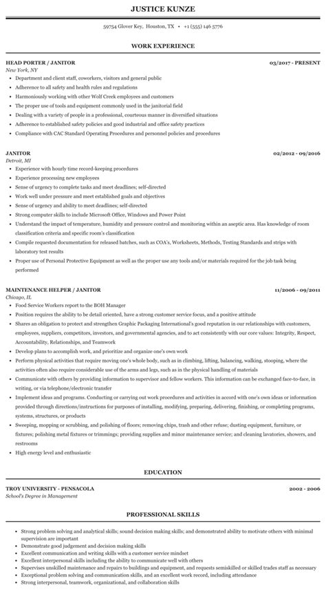 Download Resume For Janitor Free Samples Examples Format Resume Curruculum Vitae