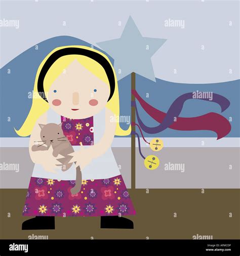 Girl Carrying A Cat Stock Photo Alamy