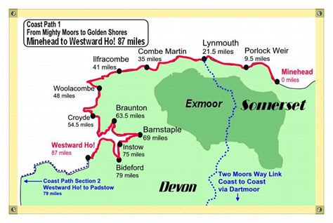 Devon Coast Path Walking Map Walking Holidays In England And Wales Uk