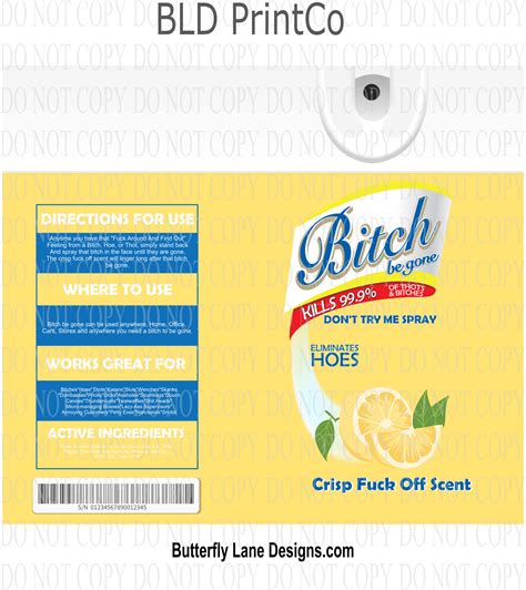 Bitch Be Gone Yellow Adult Themed Wrap Tumbler Wrap Butterfly Lane