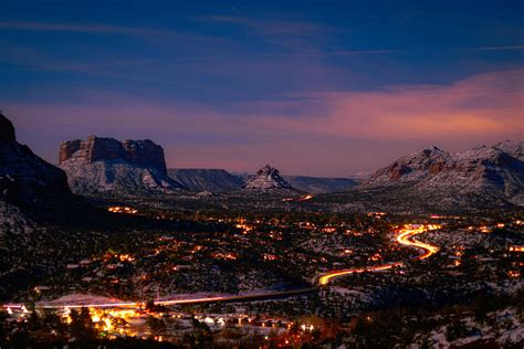 Snowy Sedona Night View Photograph By Heber Lopez Fine Art America