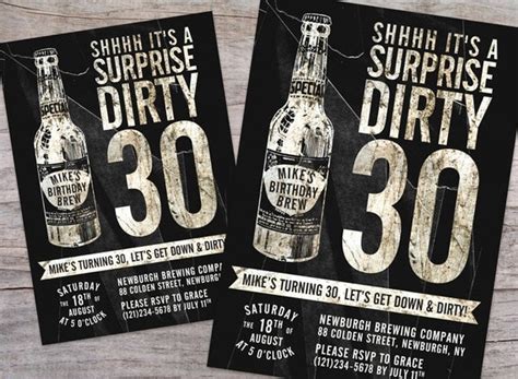 Surprise Dirty Thirty 30th Birthday Party Invitation With Free